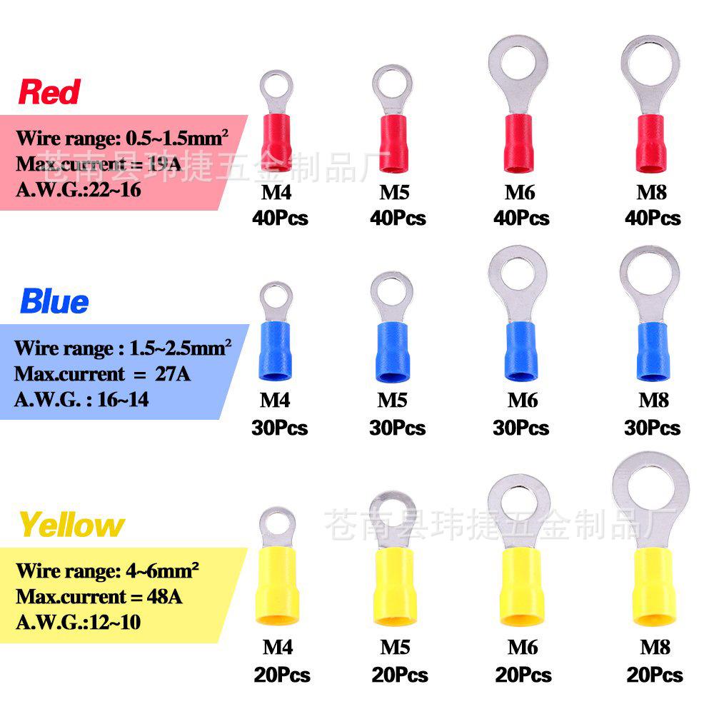 Boxed 360PCS Color Coded Cold Crimp Wire Connectors Male Female Quick Disconnect Insulated Spade Terminal Set