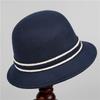 Ladies Top Hat Woolen Basin Hat Old and New Autumn and Winter Elegant Bow Fashion British Versatile Fisherman Hat