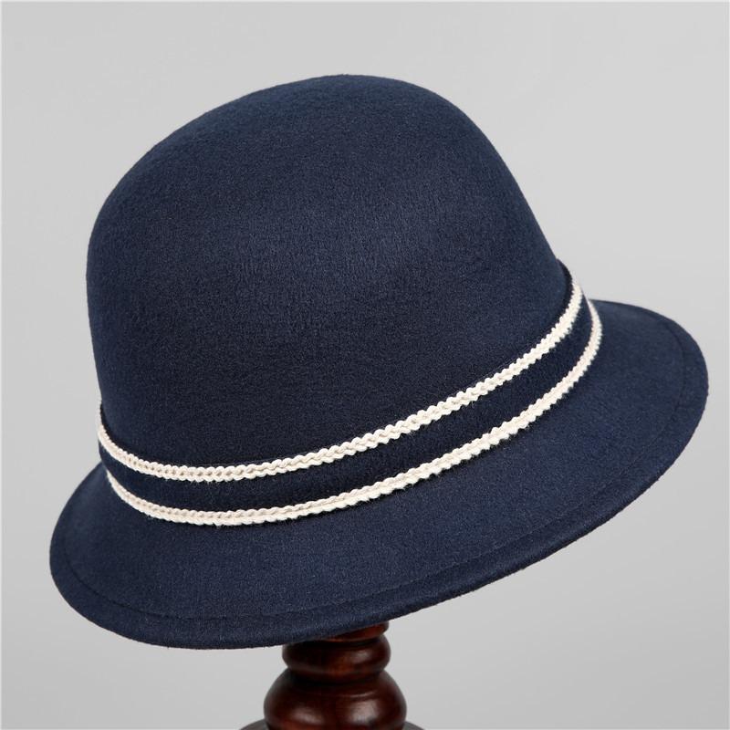 Ladies Top Hat Woolen Basin Hat Old and New Autumn and Winter Elegant Bow Fashion British Versatile Fisherman Hat