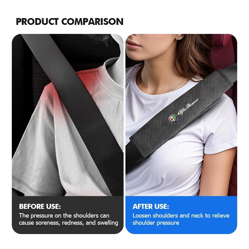 Hub Caps Leather Car Seat Belt Cover Safety Belt Shoulder Protection Pads For Alfa Romeo 159 Giulietta Giulia 147 Mito 156 159 1 CVP1
