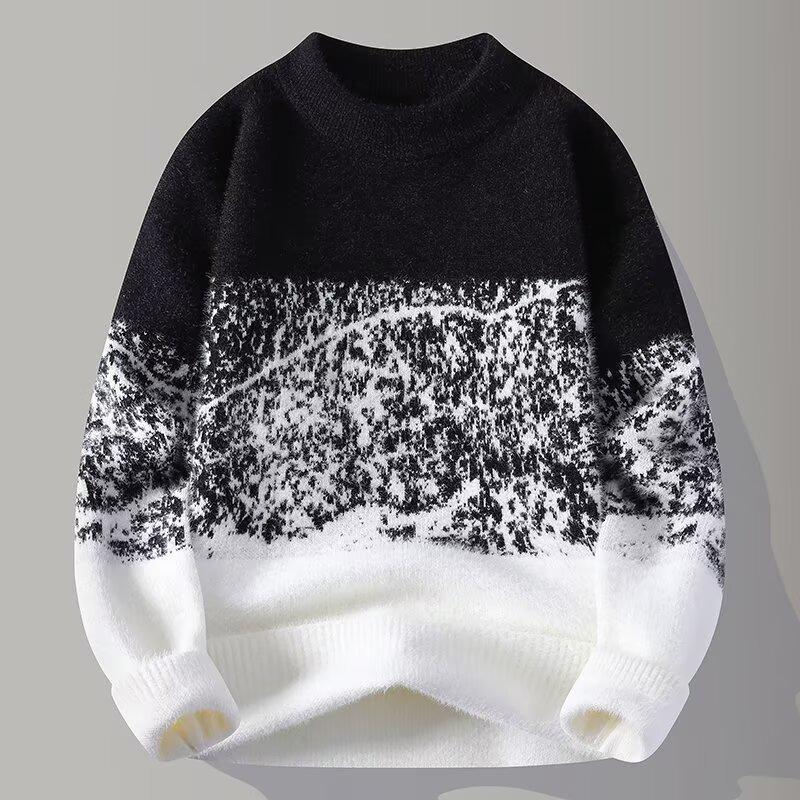 Men's Trendy Color Block Loose Pullover Sweater - Autumn/Winter Casual Wear for Teens & Adults