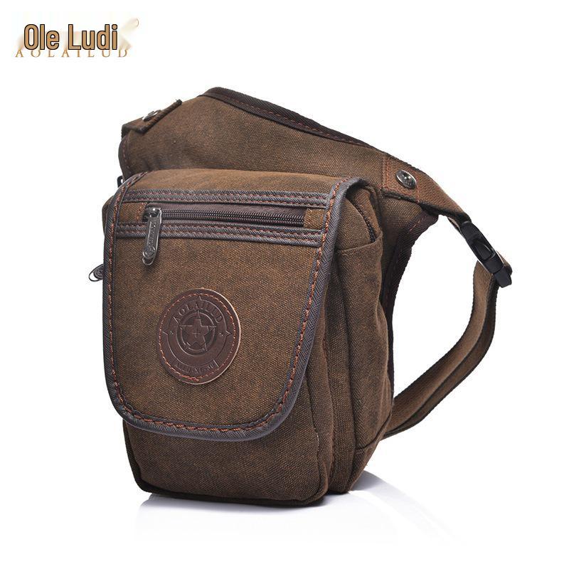 Męska Retro Płócienna Torba na Nogę - Pionowy Kwadratowy Zamek Błyskawiczny, Odporna na Zużycie, Styl Europejski i Amerykański