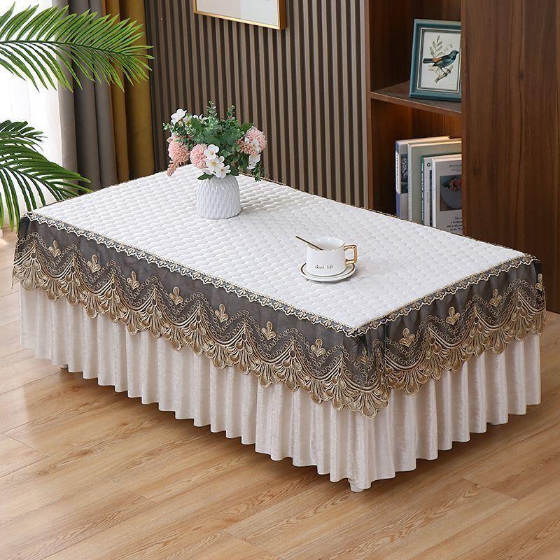 

1 шт., кружевной прямоугольный журнальный столик для гостиной, пылезащитный чехол, европейская скатерть, утолщенный противоскользящий чехол верхнего класса 50x100x Height40cm