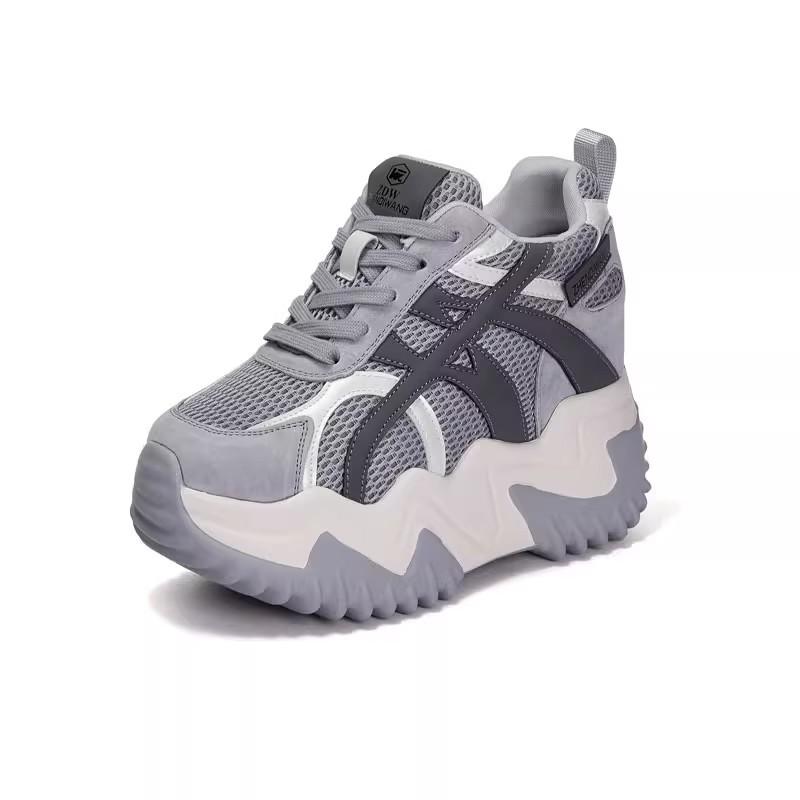 Small man inner height increase 10cm father shoes women's 2025 autumn new mesh Forrest Gump shoes leather casual shoes children