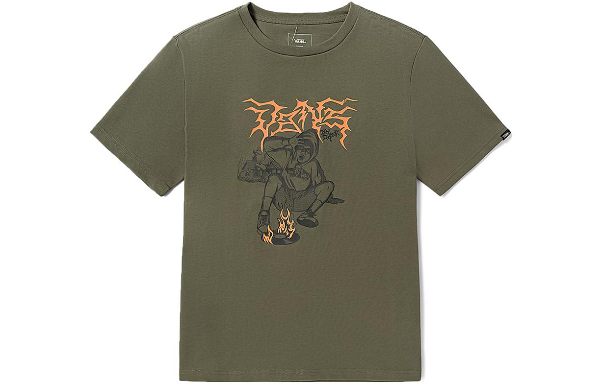 Vans T Shirts Unisex Army Green Crew Neck Moderate Straight Fit VN000FTZKCZ XL