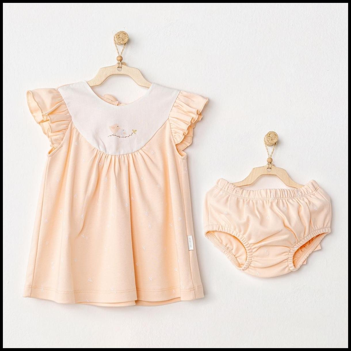 

Andywawa AC24529 Spring Birds Baby Dress Set Salmon 6-9 M