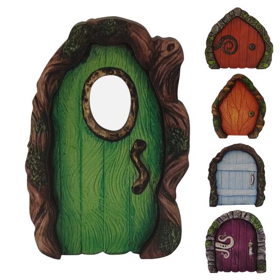 Yousheng Wooden Fairy Door Miniature Fairy Garden Decoration Elf Dwarf Mini Door for Yard Art Garden Wall Tree Fence Decor