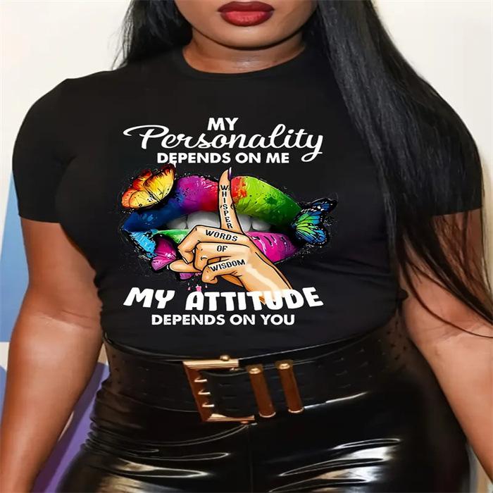 Letní top s kulatým výstřihem a potiskem Módní Ležérní Roztomilá dámská trička z čisté bavlny s krátkým rukávem