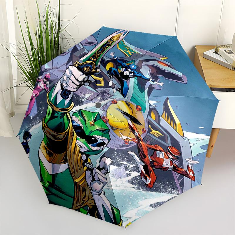 

1pc Power Rangers Automatic Opening Umbrella, Portable 3-Fold Design with 8-Bone Iron Frame, Outdoor for Fans, Travelers, Everyday Use, Perfect Gift f