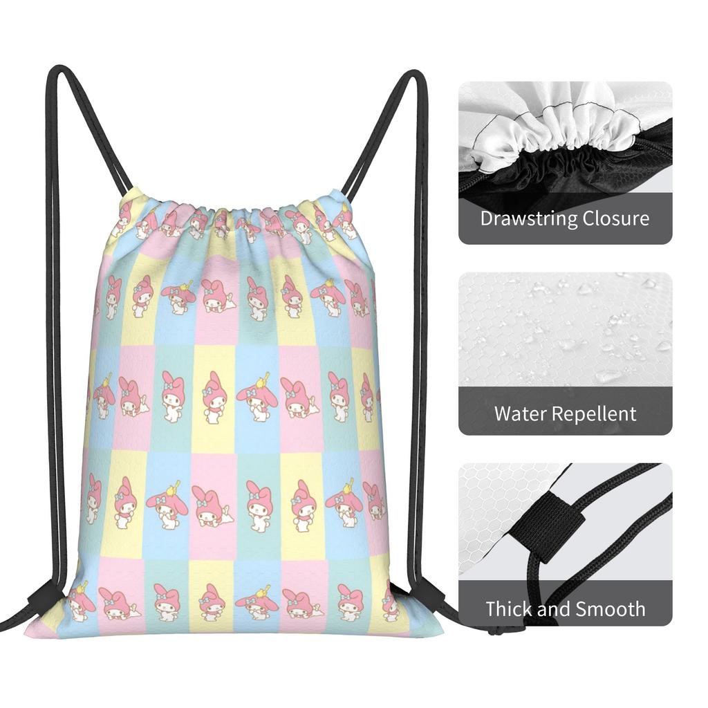 Custom M-Melodies Drawstring Bag Women Men Portable Sports Gym Sackpack Cute Rabbit Shopping Storage Backpacks
