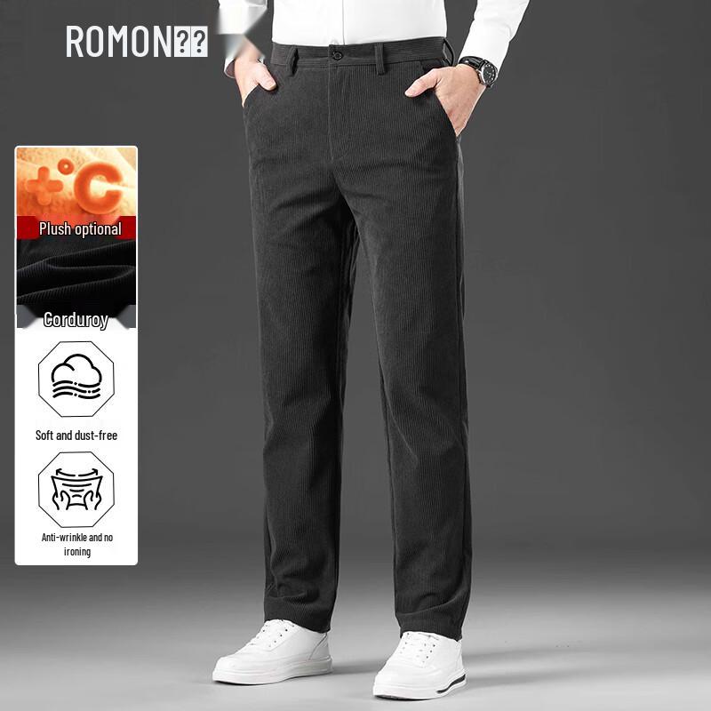 ROMON Men's Corduroy Straight-Leg Casual Pants