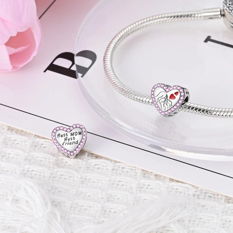 Special Mother's Day heart-shaped Charm Bead Components Copper Metal Authentic Original Bead Components Compatible With Authentic Original Charm Bead
