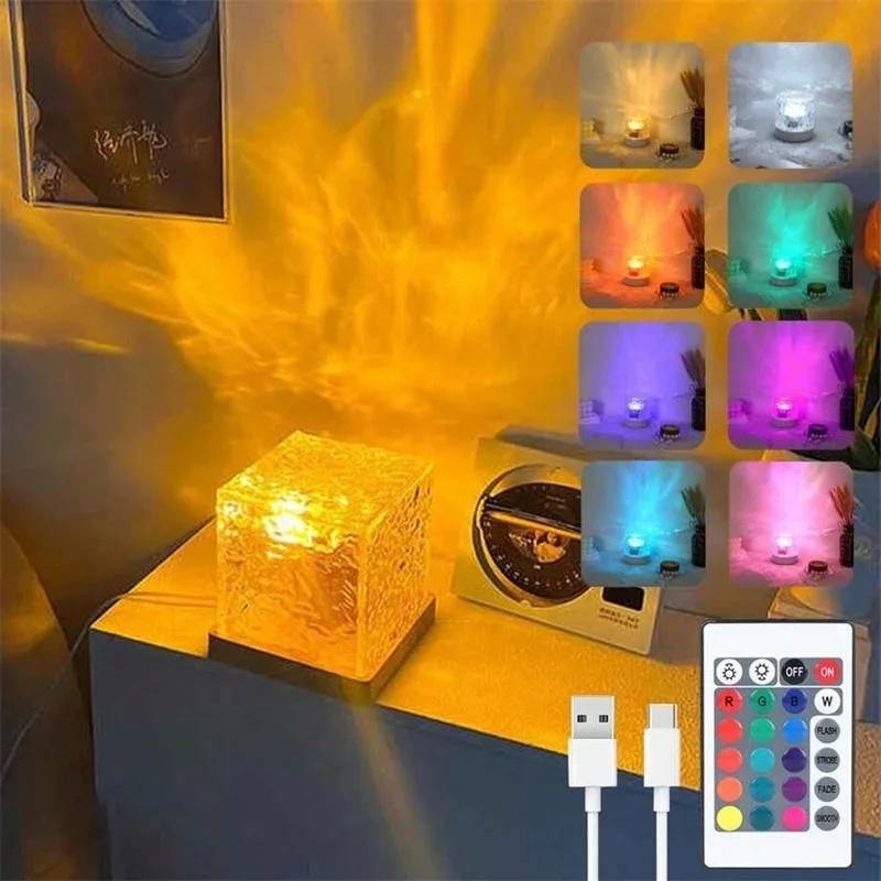 Ocean Wave Projector Light,16-Color Luminorthe Cube Lamp w/Remote,Water Ripple Romantic Ambient Lighting,Child's Room,Meditation