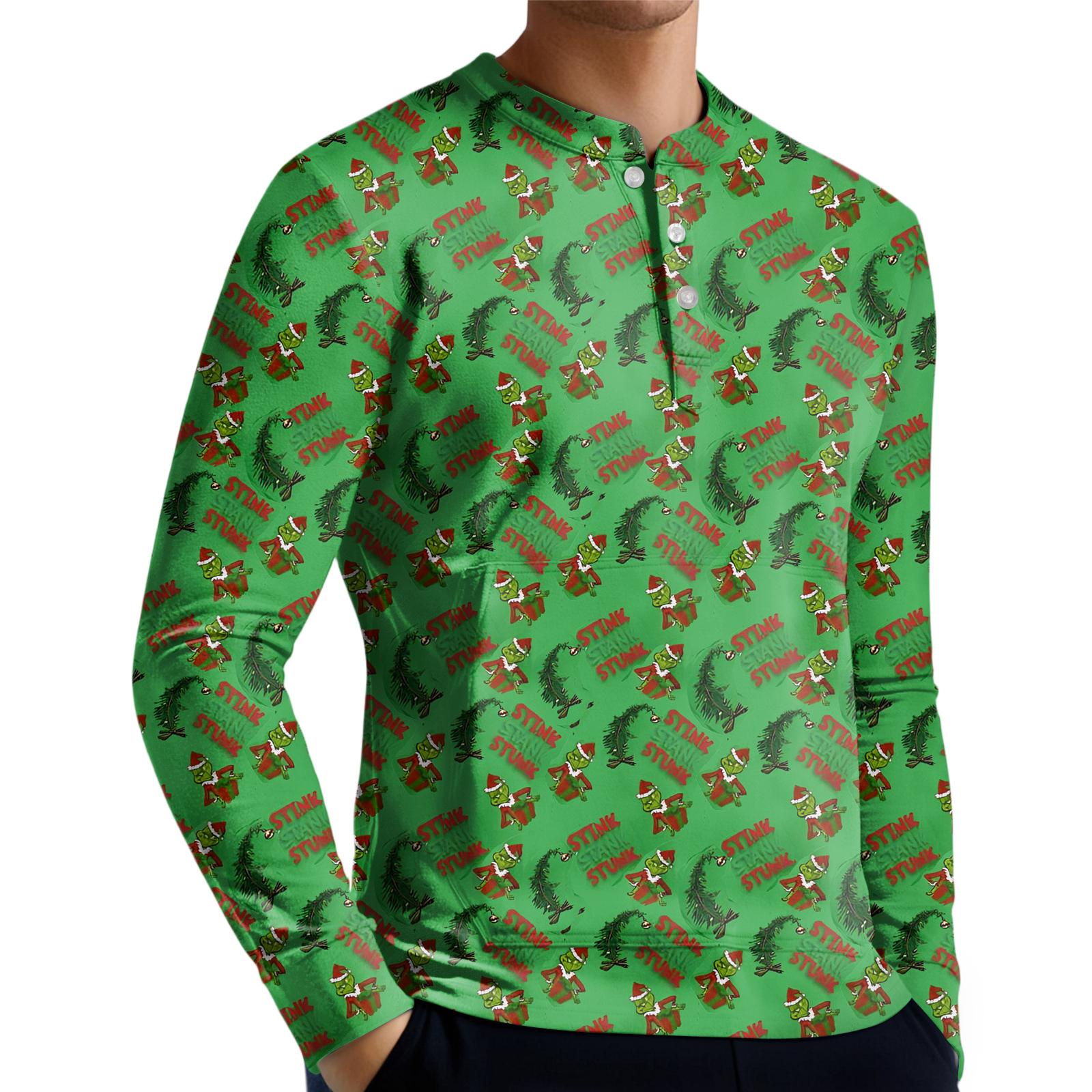 

Мужской повседневный свитшот на пуговицах, модная футболка с длинным рукавом с принтом, пуловер XXXL