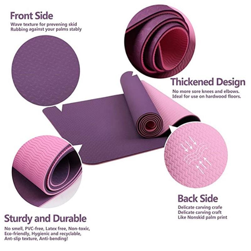 Extra Thick TPE Yoga Mat 6mm Non-Slip Exercise Beginners Women Home Fitness Gym