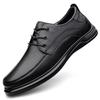 Men's Spring Leather Casual Business Lace-up Shoes - Genuine Leather, Comfortable, Large Sizes Available