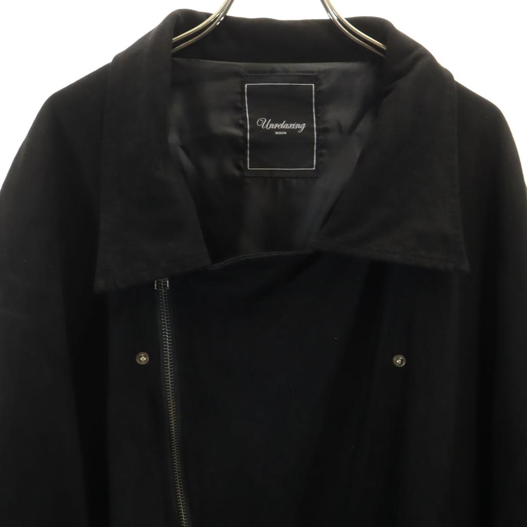 Unrelaxing Faux Suede Double Riders Jacket Black Women Used