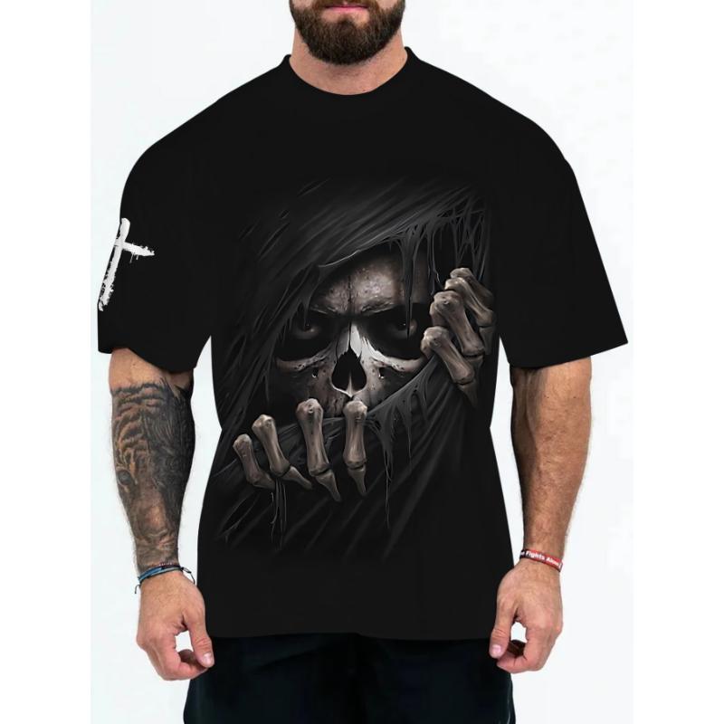 T-shirt Casual à Manches Courtes et Col Rond pour Homme - Impression Couleur 3D - Mode Casual
