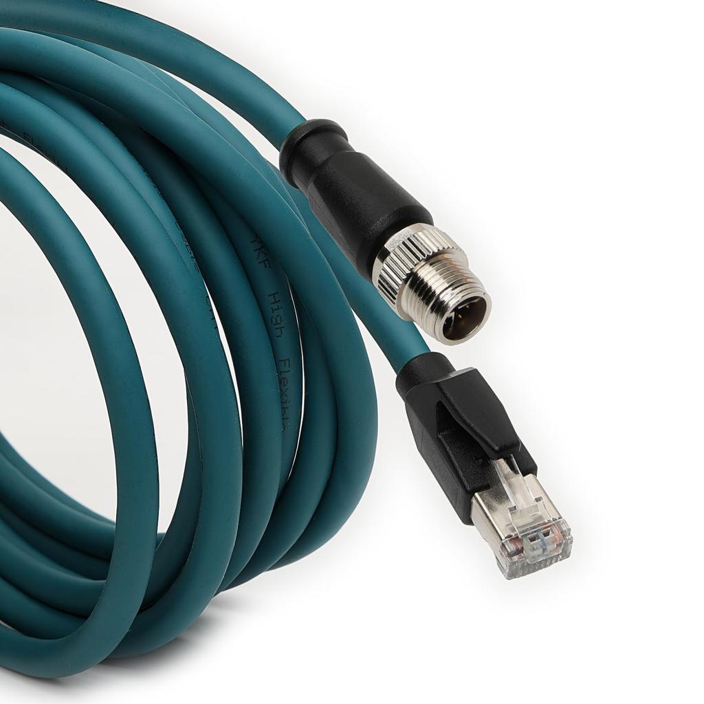DRRI M12 To RJ45 Gigabit Ethernet Interface Cat 7e Shielded Cable for Cognex 262 Camera Barcode Scanner X-Coded 8-Pole