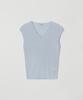 Meojiaenminggeul Rosé Soft Sheer Rib Short Sleeve V-Neck Knit Top (Cotton Blue)