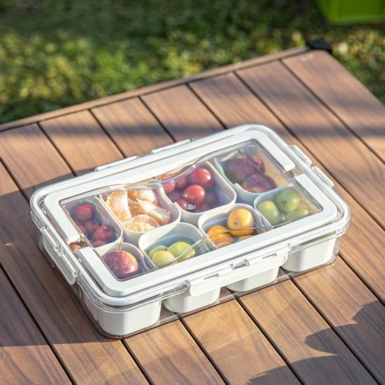 Food Storage Box Snack Box Container with Lid Large Capacity BPA Free Transparent Design Easy to Clean Divided Serving Tray