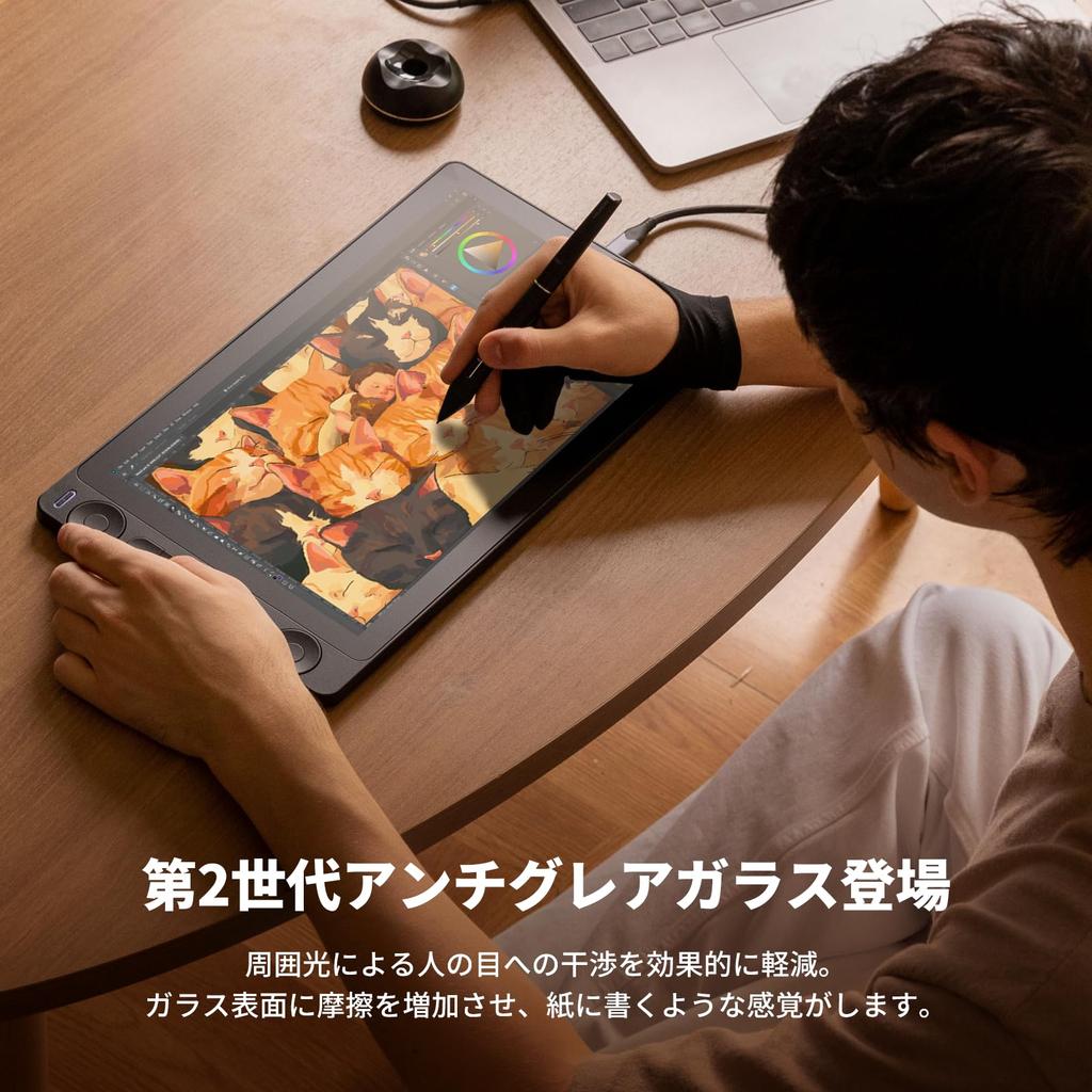 HUION Kamvas 13 LCD Tablet with Pentech Technology PW600L Supports Levels of Pressure Delta Color Configurable Color Dual Stand Black (Gen 3)