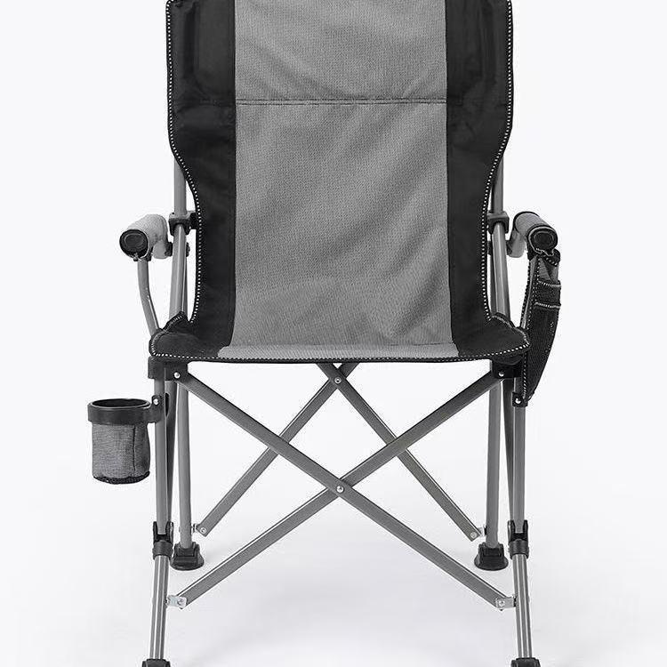 

Портативне складане крісло з високою спинкою для пляжу, кемпінгу та риболовлі сірий колір