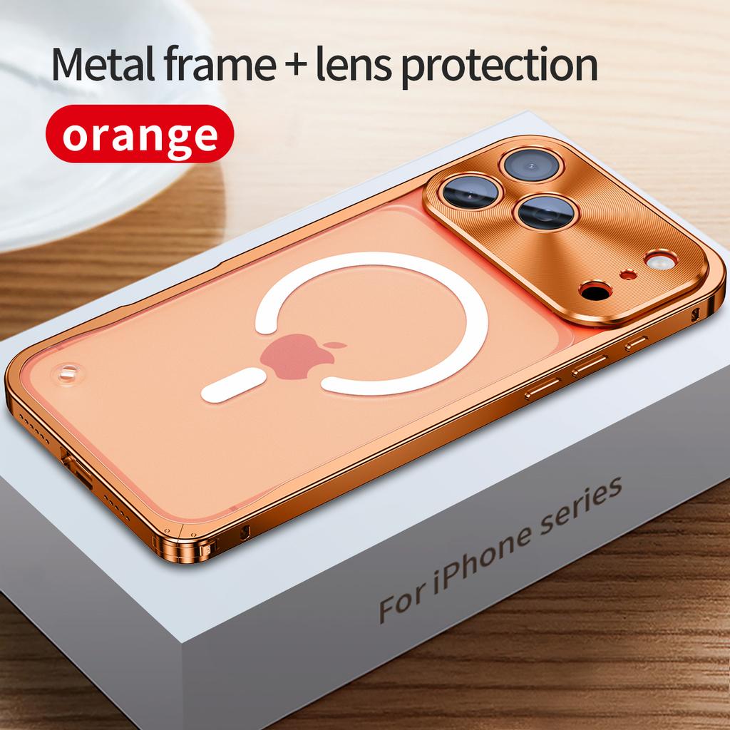 Magnetischer Metallrahmen Handyhülle Für 17 18 Pro Max Aluminium Schnalle Handyhülle Für Magsafe Mattes PC Rückseiten Schale