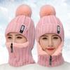 Fashion Windproof Winter Warm Hat Scarf Set Pompoms Hat Beanies Caps Knitted Hat