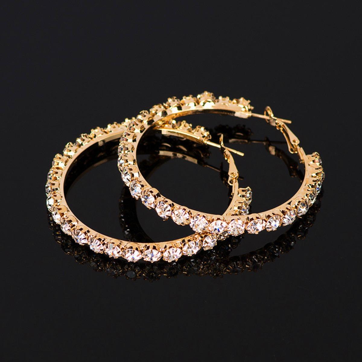 Oversized Heart-Shaped Cubic Zirconia Hoop Earrings Full Paved Sparkling Large Statement Earrings for Women золотой