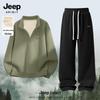 JEEP SPIRIT Men's 2025 Winter Fleece-Lined Half-Zip Sweatshirt & Pants Set