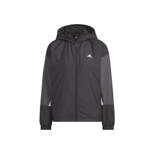 Adidas Jersey Top Color Block Loose Fit Windbreaker Jacket IEH78 Women's Black/Gray Five/White (IK9873) J/XL
