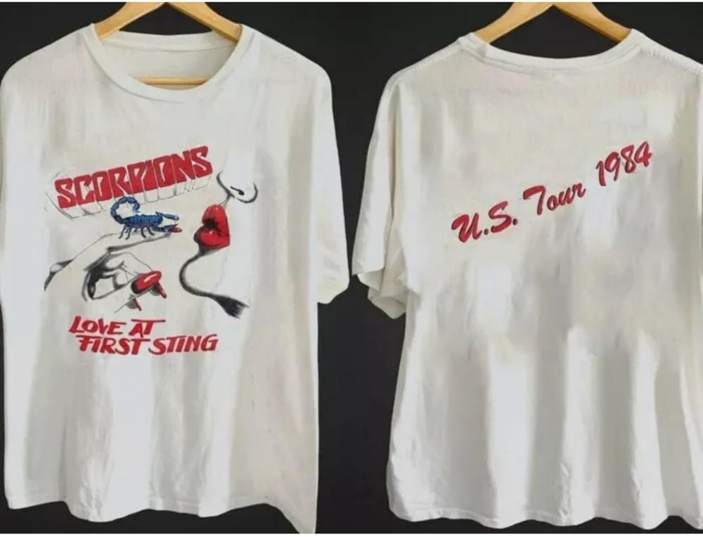 Scorpions Love At First Sting U.S. Tour 1984 Cotton White T-shirt S-5XL Unisex T-Shirt S