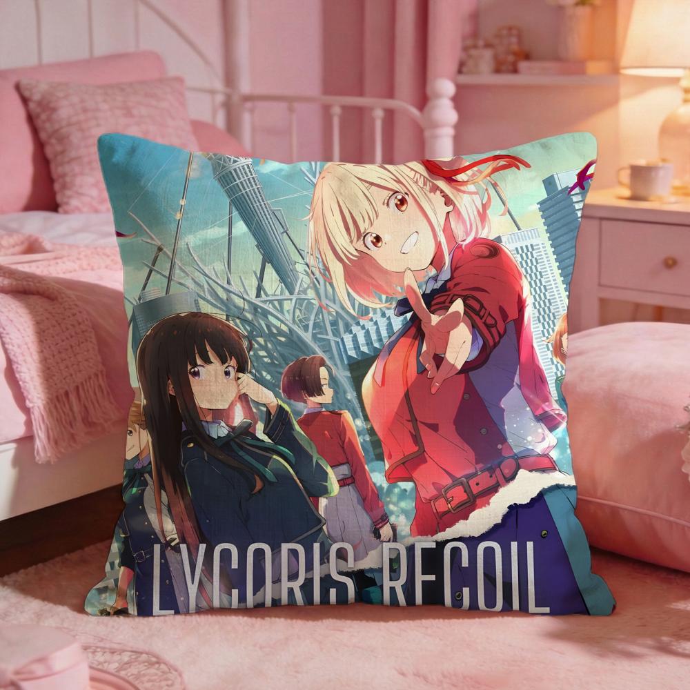 LLycoris RecoilS Anime Cushion Cover Premium Comfort Reversible Pillow Cove Two In One Design For Any Room  Car Interior
