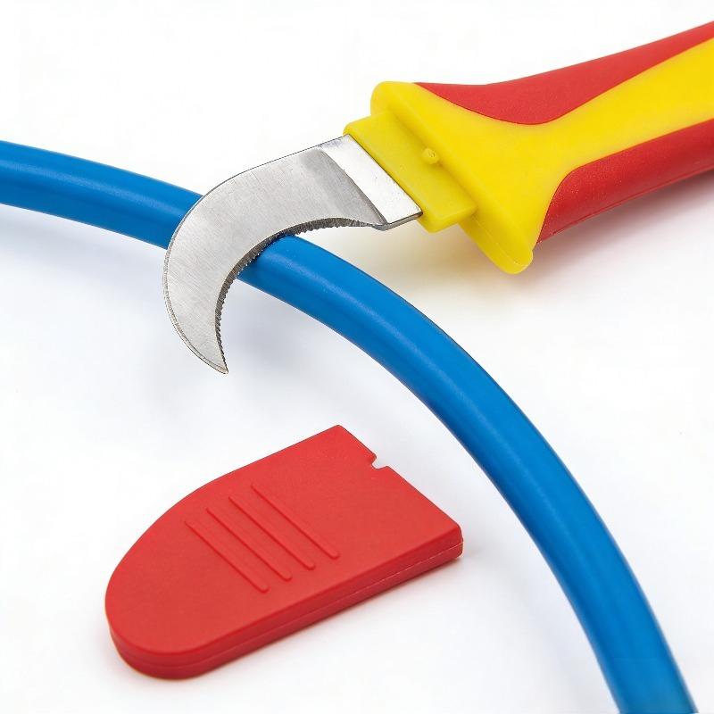 Electrician Knife Insulated Cable Stripping Snips Straight Curved Hook Fixed Blade Wire Stripper Peeling Hand Tool