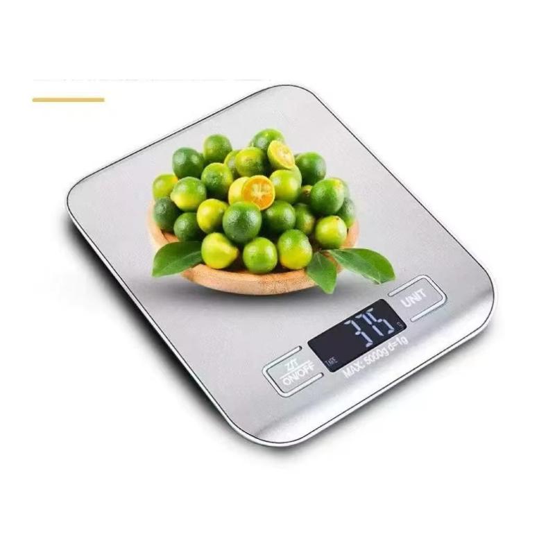 Stainless Steel Digital Kitchen Scale 1G Precision 5Kg Capacity Tare Function For Cooking Baking Food Weighing