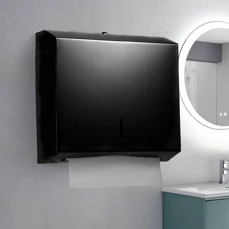 Stainless Steel Wall-Mounted Hand Towel Dispenser Bathroom Kitchen Commercial Use No Drill Installation