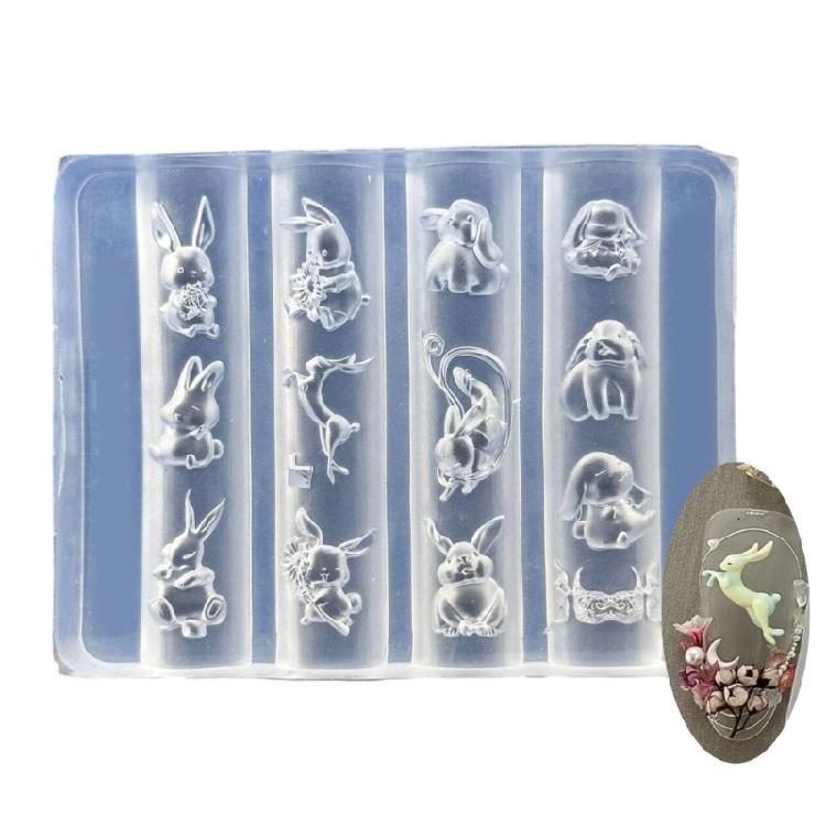 Molde de Silicone Macio de Coelho para Design de Unhas para Entusiastas de Artesanato Ferramenta Reutilizável Simplifica Criações de Manicures Intrincadas