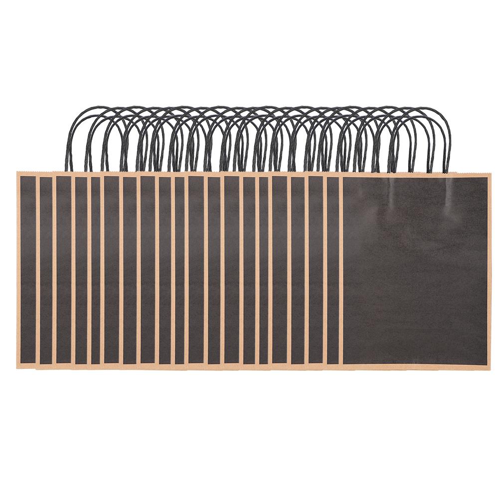 20 szt. Papierowa torba Kraft Wielokrotnego użytku Ekologiczna torba na ubrania prezenty 21 x 11 x 27,5 cm(Ciemny czarny )