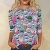 Damesmode casual ronde hals 3/4 mouw los bedrukt T-shirt dames top