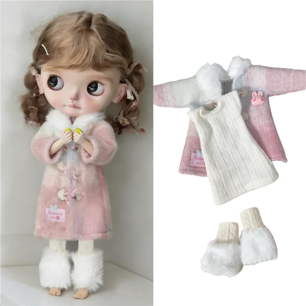 For Blythe Doll Winter Flower Coat Outfit Clothing Princess Dress Skirt Lace Maid Fastfood M Clothes OB24 OB22 1/6 Accessories