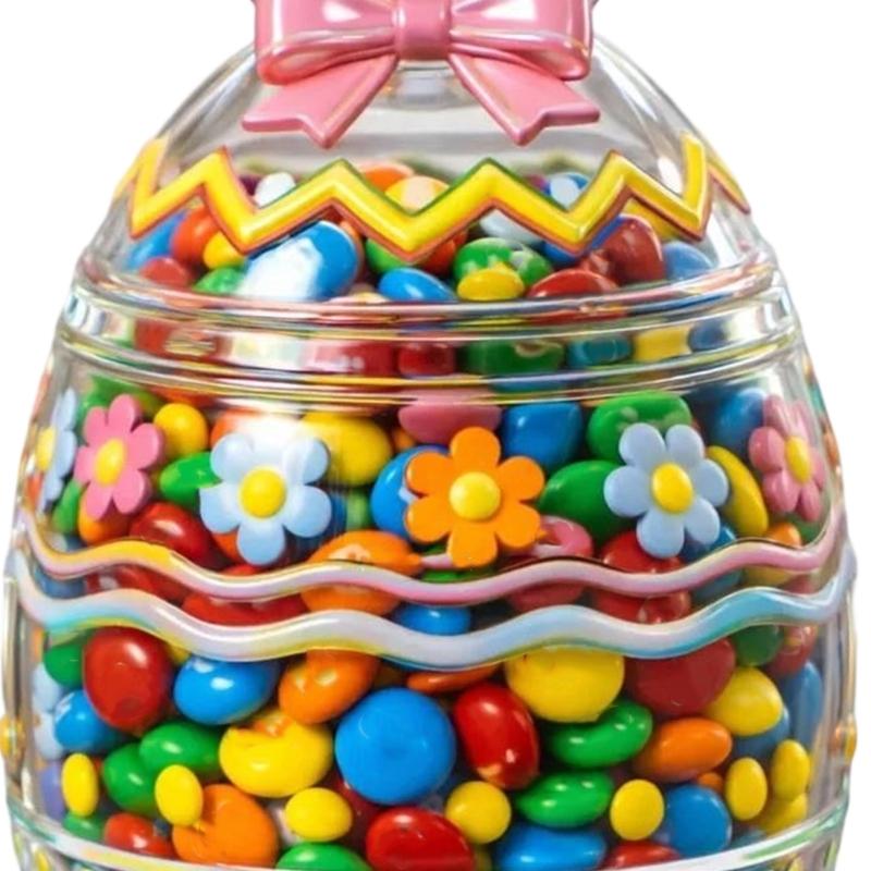 Functional Glass Clear Candy Jar With Easter Rabbit Chick Eggs Sculpture For Storing Sweets And Enhancing Table Setting