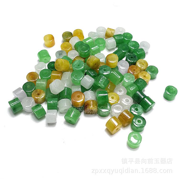Jade Green Three-Color Barrel Beads for DIY Bracelets and Necklaces - Jewelry Accessories