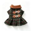 Horn Buttons Dog Dress Luxury Autumn Winter Vintage Green Pet Cat Clothes With D Ring Puppy Costumes For Small Breeds Yorkshire