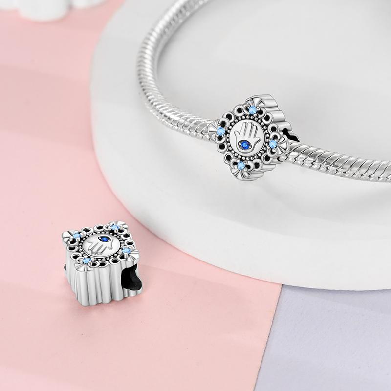 Original Charms Copper Blue Fatima'S Hand And Eyes Beads Fit Charms Plata Bracelets For Women Women Jewelry Making Diy