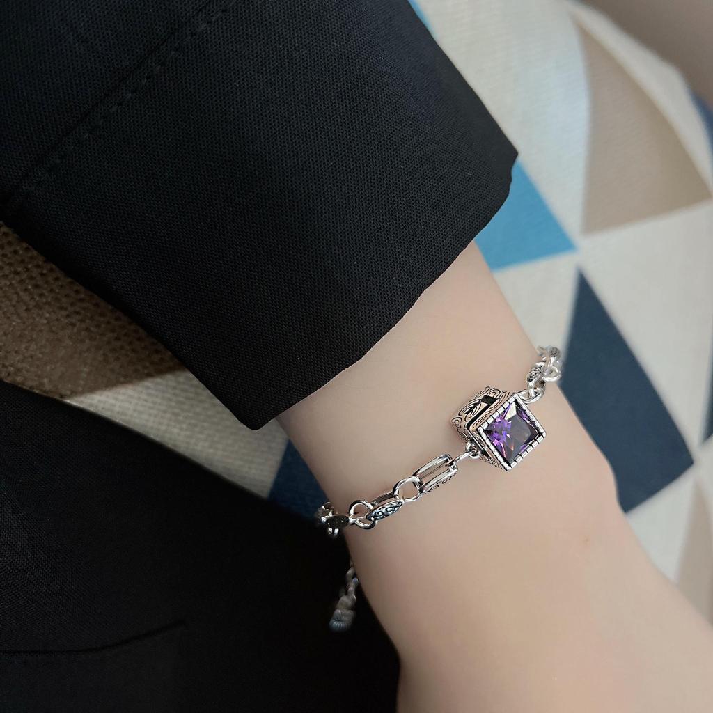 Koreanisches Vintage Lila Diamantwürfel Armband für Damen