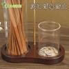 TEENGSE Figure 8 Sapele Wood Glass Tube Incense Holder Ash Catcher for Sticks Up To 28 Cm