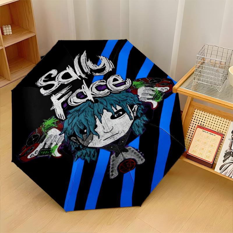 Sally Face Winddichter Automatischer 8-Rippen-Faltregenschirm Tragbarer Outdoor-Sonnenschirm