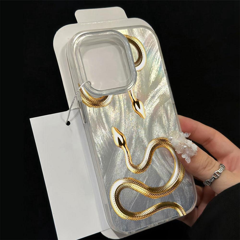 Gold Snake Print Feather Texture Phone Case for Honor 400 200 Smart Pro Magic7 6 5 Lite X9a X9c X8b X8a X8c X7c Shell Back Cover