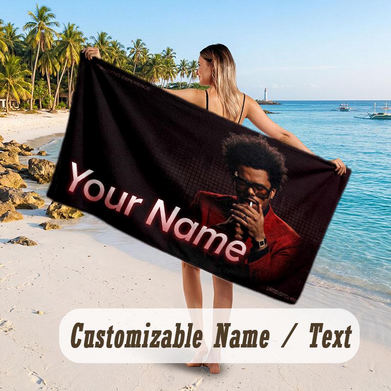 Custom Name Large Beach Towel,The Weeknd Quick Absorbent Towel For Outdoor Travel Poolside